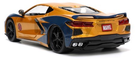 Autíčko Marvel Chevy Corvette Jada kovové s otvárateľnými časťami a figúrkou Wolverine dĺžka 22 cm 1:24