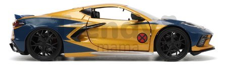 Autíčko Marvel Chevy Corvette Jada kovové s otvárateľnými časťami a figúrkou Wolverine dĺžka 22 cm 1:24
