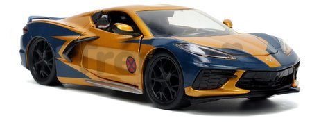 Autíčko Marvel Chevy Corvette Jada kovové s otvárateľnými časťami a figúrkou Wolverine dĺžka 22 cm 1:24