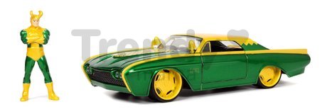 Autíčko Marvel Ford Thunderbird Jada kovové s otvárateľnými časťami a figúrkou Loki dĺžka 22 cm 1:24