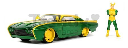 Autíčko Marvel Ford Thunderbird Jada kovové s otvárateľnými časťami a figúrkou Loki dĺžka 22 cm 1:24