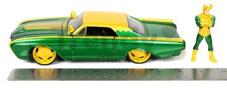 Autíčko Marvel Ford Thunderbird Jada kovové s otvárateľnými časťami a figúrkou Loki dĺžka 22 cm 1:24