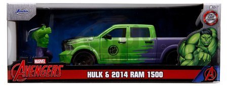Autíčko Marvel 2014 Ram 1500 Jada kovové s otvárateľnými časťami a figúrkou Hulka dĺžka 20 cm 1:24