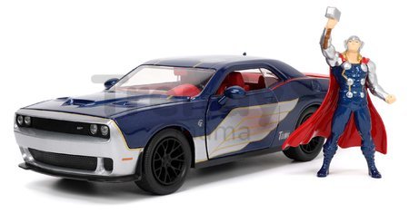Autíčko Marvel Dodge Challenger SRT Hellcat Jada kovové s otvárateľnými časťami a figúrkou Thor dĺžka 20 cm 1:24