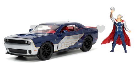 Autíčko Marvel Dodge Challenger SRT Hellcat Jada kovové s otvárateľnými časťami a figúrkou Thor dĺžka 20 cm 1:24