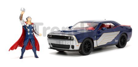 Autíčko Marvel Dodge Challenger SRT Hellcat Jada kovové s otvárateľnými časťami a figúrkou Thor dĺžka 20 cm 1:24