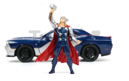 Autíčko Marvel Dodge Challenger SRT Hellcat Jada kovové s otvárateľnými časťami a figúrkou Thor dĺžka 20 cm 1:24