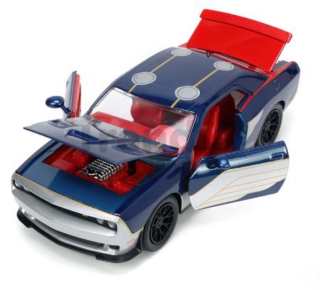 Autíčko Marvel Dodge Challenger SRT Hellcat Jada kovové s otvárateľnými časťami a figúrkou Thor dĺžka 20 cm 1:24