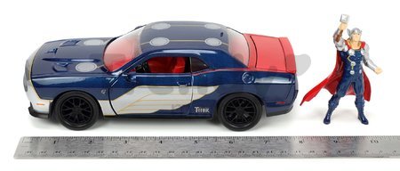 Autíčko Marvel Dodge Challenger SRT Hellcat Jada kovové s otvárateľnými časťami a figúrkou Thor dĺžka 20 cm 1:24