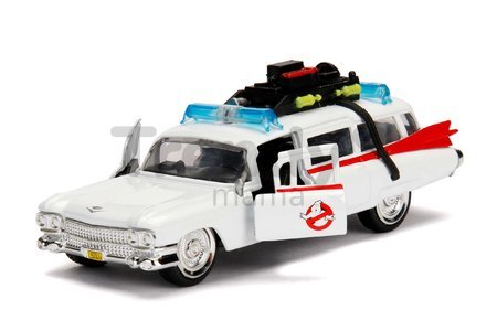 Autíčko Ghostbusters Cadillac Jada kovové s otvárateľnými dverami dĺžka 12 cm 1:32