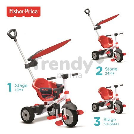 Trojkolka Fisher-Price Charm Plus Touch Steering smarTrike so slnečníkom červená