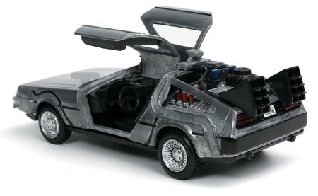 Autíčko Time Machine Back to the Future 1 Jada kovové s otvárateľnými dverami dĺžka 12,5 cm 1:32