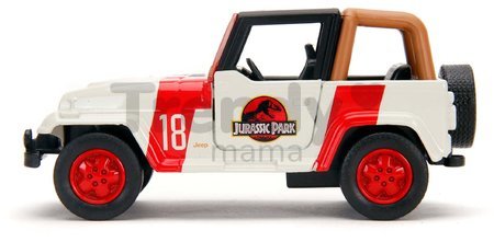 Autíčko Jeep Wrangler Jurassic World Jada kovové s otvárateľnými dverami dĺžka 10,2 cm 1:32