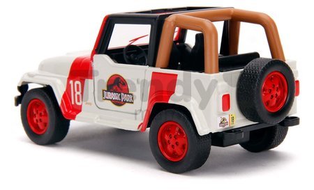Autíčko Jeep Wrangler Jurassic World Jada kovové s otvárateľnými dverami dĺžka 10,2 cm 1:32