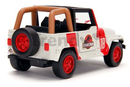 Autíčko Jeep Wrangler Jurassic World Jada kovové s otvárateľnými dverami dĺžka 10,2 cm 1:32