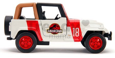 Autíčko Jeep Wrangler Jurassic World Jada kovové s otvárateľnými dverami dĺžka 10,2 cm 1:32