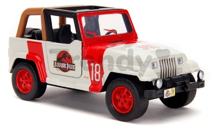 Autíčko Jeep Wrangler Jurassic World Jada kovové s otvárateľnými dverami dĺžka 10,2 cm 1:32
