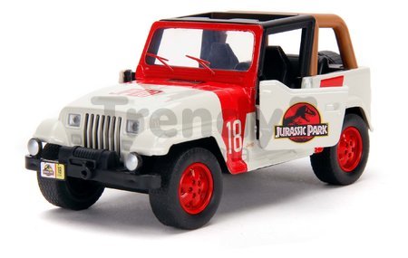 Autíčko Jeep Wrangler Jurassic World Jada kovové s otvárateľnými dverami dĺžka 10,2 cm 1:32