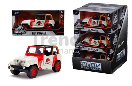 Autíčko Jeep Wrangler Jurassic World Jada kovové s otvárateľnými dverami dĺžka 10,2 cm 1:32
