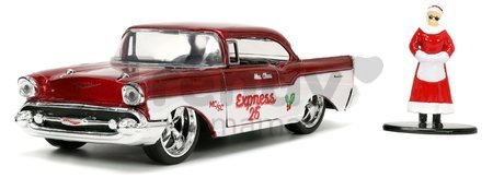 Autíčko vianočné Chevrolet 1957 Jada kovové s otvárateľnými dverami a figúrkou Santa Claus dĺžka 13 cm 1:32