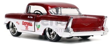 Autíčko vianočné Chevrolet 1957 Jada kovové s otvárateľnými dverami a figúrkou Santa Claus dĺžka 13 cm 1:32