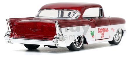 Autíčko vianočné Chevrolet 1957 Jada kovové s otvárateľnými dverami a figúrkou Santa Claus dĺžka 13 cm 1:32