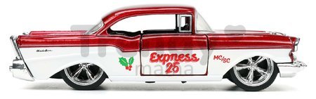 Autíčko vianočné Chevrolet 1957 Jada kovové s otvárateľnými dverami a figúrkou Santa Claus dĺžka 13 cm 1:32