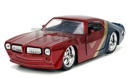Autíčko DC Pontiac Firebird 1972 Jada kovové s otvárateľnými dverami a figúrkou Wonder Woman dĺžka 13 cm 1:32