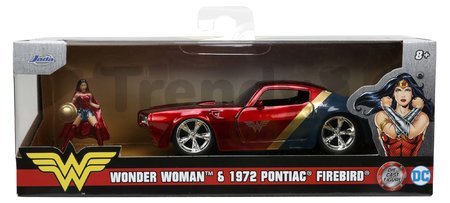 Autíčko DC Pontiac Firebird 1972 Jada kovové s otvárateľnými dverami a figúrkou Wonder Woman dĺžka 13 cm 1:32