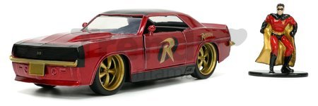 Autíčko DC Chevy Camaro 1969 Jada kovové s otvárateľnými dverami a figúrkou Robin dĺžka 13 cm 1:32
