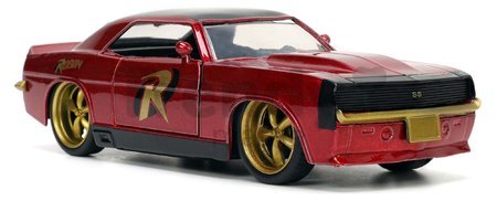 Autíčko DC Chevy Camaro 1969 Jada kovové s otvárateľnými dverami a figúrkou Robin dĺžka 13 cm 1:32