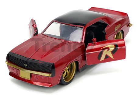 Autíčko DC Chevy Camaro 1969 Jada kovové s otvárateľnými dverami a figúrkou Robin dĺžka 13 cm 1:32
