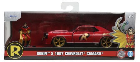 Autíčko DC Chevy Camaro 1969 Jada kovové s otvárateľnými dverami a figúrkou Robin dĺžka 13 cm 1:32