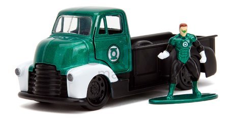 Autíčko Chevy COE 1952 DC Jada kovové s otvárateľnými dverami a figúrka Green Lantern dĺžka 12 cm 1:32