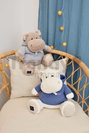 Plyšový hrošík L'Hippo Histoire d’ Ours biely s modrou mikinou 45 cm od 0 mes