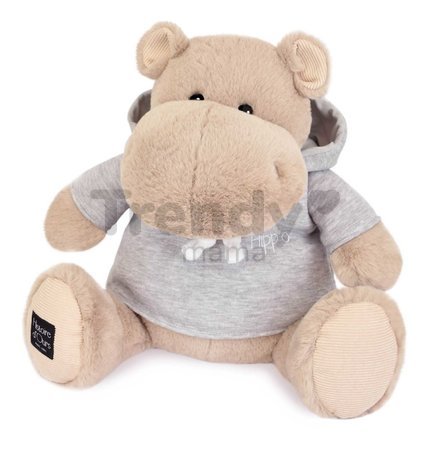 Plyšový hrošík L'Hippo Histoire d’ Ours béžový s šedou mikinou 45 cm od 0 měsíců