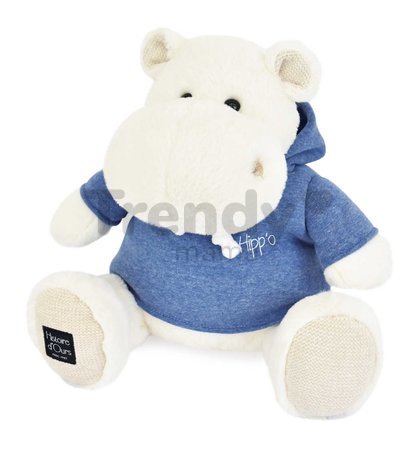 Plyšový hrošík L'Hippo Histoire d’ Ours biely s modrou mikinou 45 cm od 0 mes