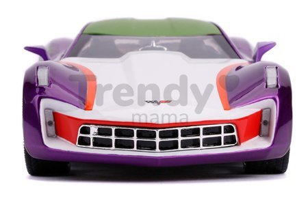 Autíčko DC Chevy Corvette Stingray 2009 Jada kovové s otvárateľnými časťami a figúrkou Joker dĺžka 20 cm 1:24