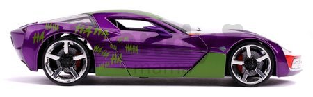 Autíčko DC Chevy Corvette Stingray 2009 Jada kovové s otvárateľnými časťami a figúrkou Joker dĺžka 20 cm 1:24
