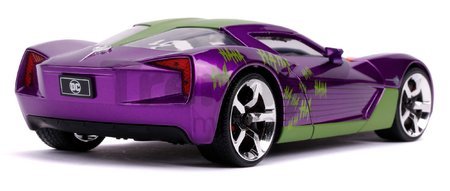 Autíčko DC Chevy Corvette Stingray 2009 Jada kovové s otvárateľnými časťami a figúrkou Joker dĺžka 20 cm 1:24