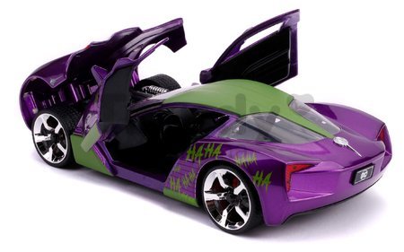 Autíčko DC Chevy Corvette Stingray 2009 Jada kovové s otvárateľnými časťami a figúrkou Joker dĺžka 20 cm 1:24