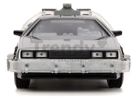 Autíčko Time Machine Back to the Future 1 Jada kovové s otvárateľnými dverami a LED svetlom dĺžka 23 cm 1:24