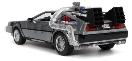 Autíčko Time Machine Back to the Future 1 Jada kovové s otvárateľnými dverami a LED svetlom dĺžka 23 cm 1:24