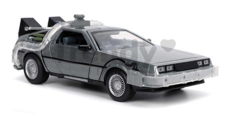 Autíčko Time Machine Back to the Future 1 Jada kovové s otvárateľnými dverami a LED svetlom dĺžka 23 cm 1:24