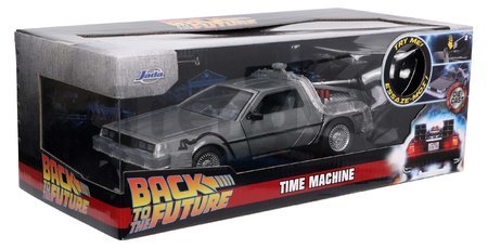 Autíčko Time Machine Back to the Future 1 Jada kovové s otvárateľnými dverami a LED svetlom dĺžka 23 cm 1:24
