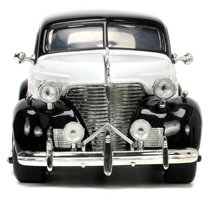 Autíčko Monopoly Chevy Master 1939 Jada kovové s otvárateľnými časťami a figúrkou Uncle Pennybags dĺžka 20 cm 1:24
