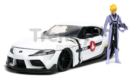 Autíčko Robotech ´20 Toyota Supra Jada kovové s otvárateľnými časťami a figúrkou Roy Fokker dĺžka 20 cm 1:24
