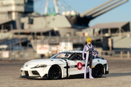 Autíčko Robotech ´20 Toyota Supra Jada kovové s otvárateľnými časťami a figúrkou Roy Fokker dĺžka 20 cm 1:24