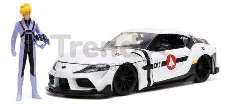Autíčko Robotech ´20 Toyota Supra Jada kovové s otvárateľnými časťami a figúrkou Roy Fokker dĺžka 20 cm 1:24