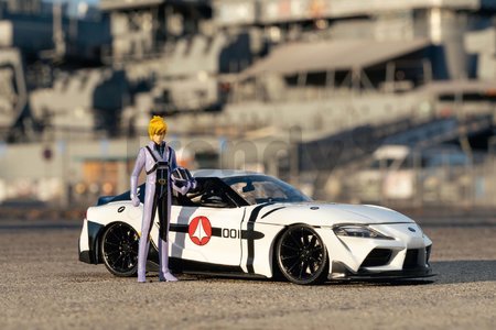Autíčko Robotech ´20 Toyota Supra Jada kovové s otvárateľnými časťami a figúrkou Roy Fokker dĺžka 20 cm 1:24